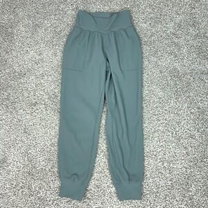 Athleta Pants Womens Small Green Salutation Rib Jogger Yoga Gym Workout Lounge